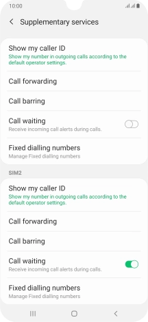 Press Call forwarding below the required SIM.