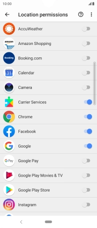 Press the indicators next to the required apps to turn the function on or off.