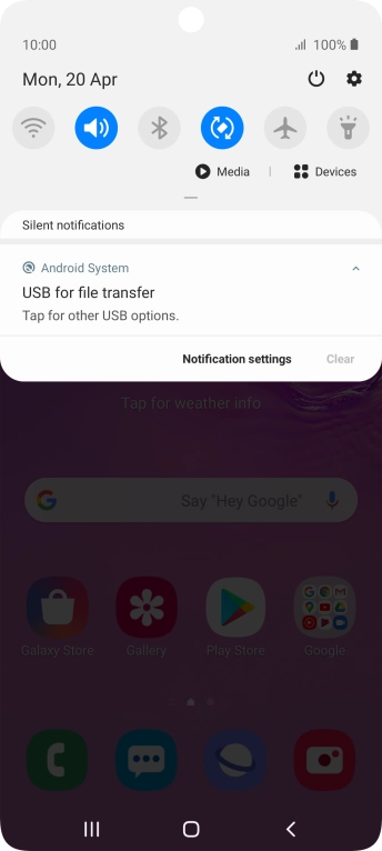 Press Tap for other USB options..
