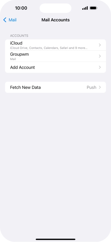 Press the name of the email account you've just set up. Press the name of the email account you've just set up.