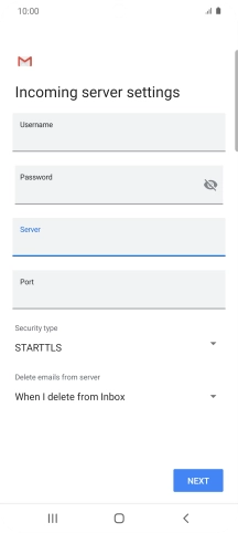 Press the field below 'Port' and key in 110.