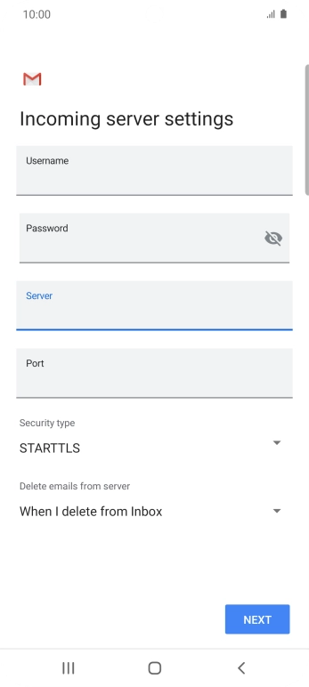 Press the field below 'Port' and key in 110.