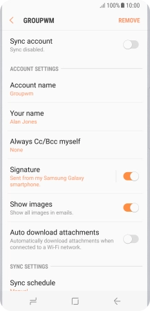 Press the indicator next to 'Sync account' to turn on the function.