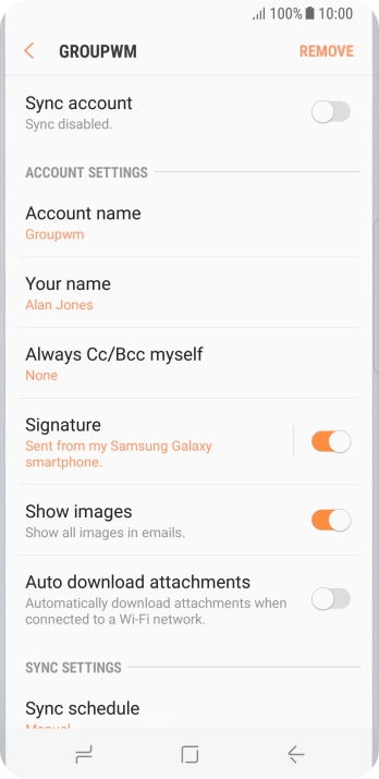 Press the indicator next to 'Sync account' to turn on the function.