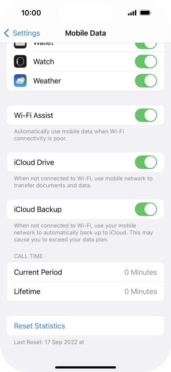 Press the indicator next to 'Wi-Fi Assist' to turn the function on or off.