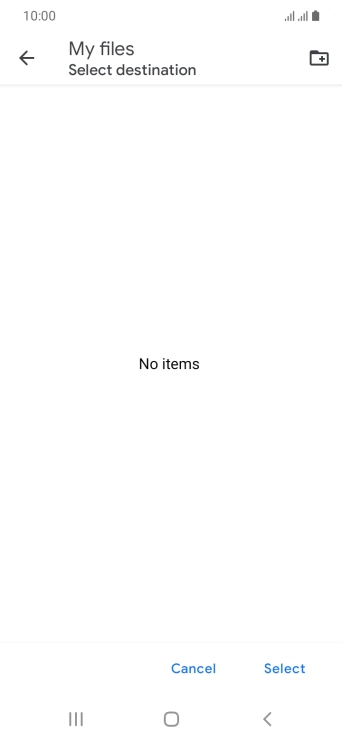 To create a new folder, press the new folder icon and follow the instructions on the screen to create a new folder.