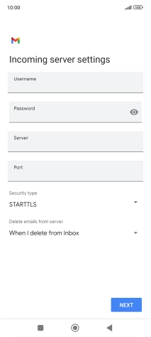 Press the field below 'Username' and key in the username for your email account.