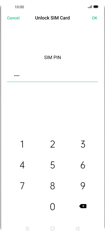 Key in your SIM PIN and press OK. The default SIM PIN is 0000.