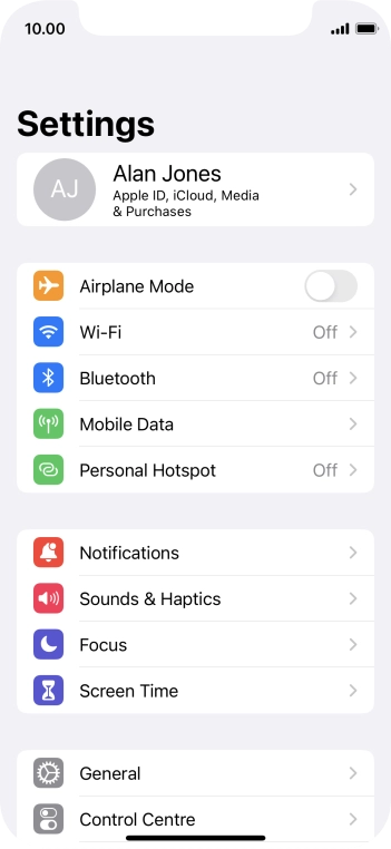 Press Mobile Data.