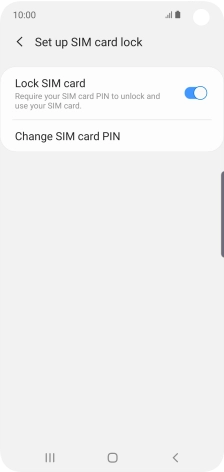 Press the indicator next to 'Lock SIM card' to turn the function on or off.