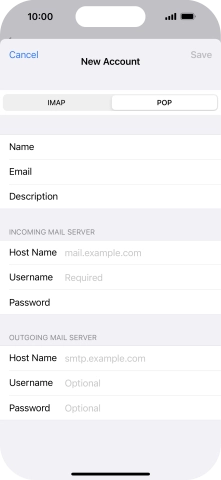 Press Host Name and key in the name of your email provider's incoming server.