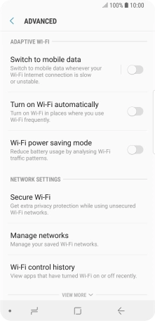 Press the indicator next to 'Switch to mobile data' to turn the function on or off.