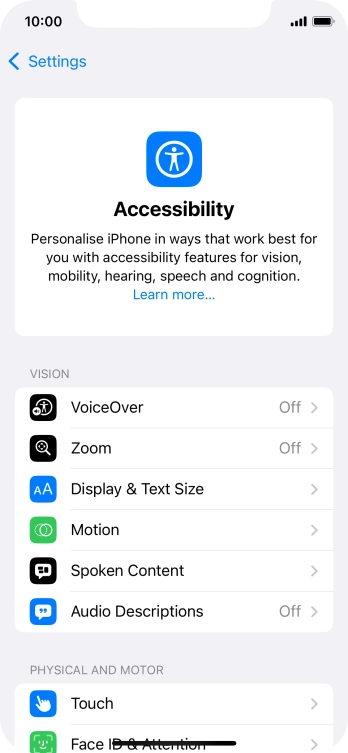 Press the required category below 'VISION' and follow the instructions on the screen to select the required settings. Press the required category below 'VISION' and follow the instructions on the screen to select the required settings.
