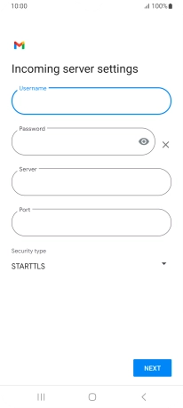 Press the field below 'Server' and key in the name of your email provider's incoming server.