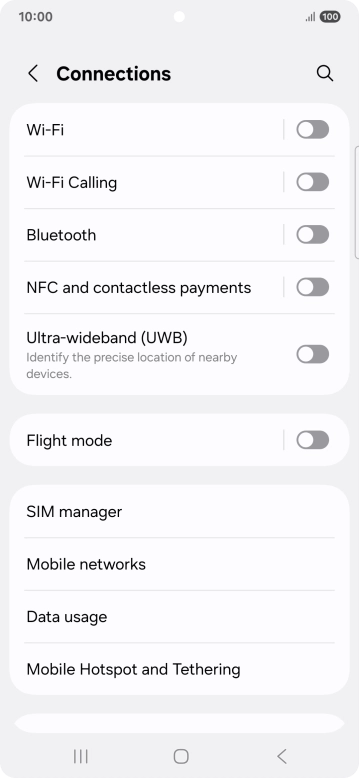 Press the indicator next to 'Wi-Fi Calling' to turn the function on or off.
