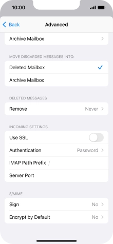 Press the indicator next to 'Use SSL' to turn on the function.