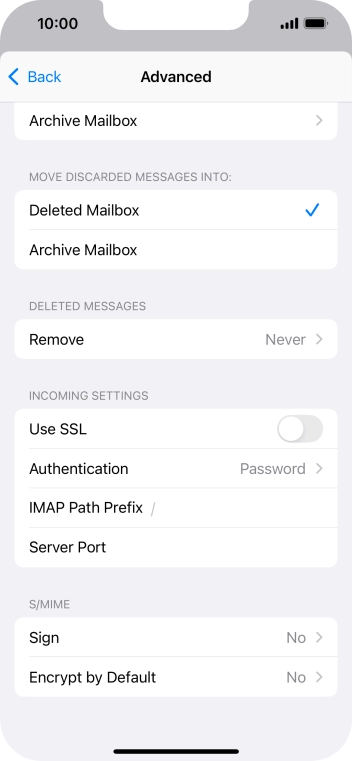 Press the indicator next to 'Use SSL' to turn on the function.