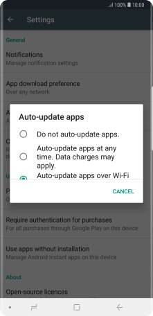 To turn off automatic update of apps, press Do not auto-update apps..