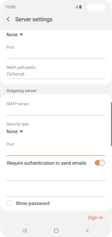 Press the indicator next to 'Require authentication to send emails' to turn on the function.