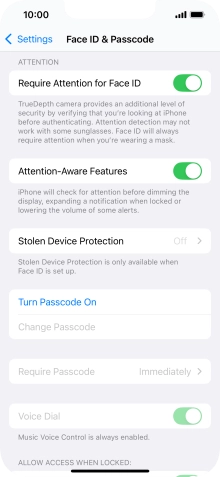 Press Turn Passcode On and key in a phone lock code of your own choice twice.
