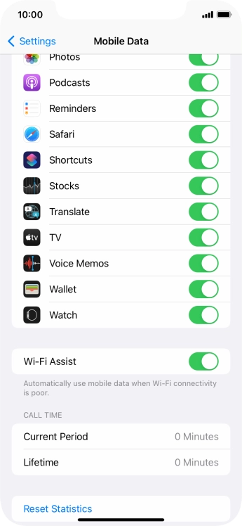 Press the indicator next to 'Wi-Fi Assist' to turn the function on or off.