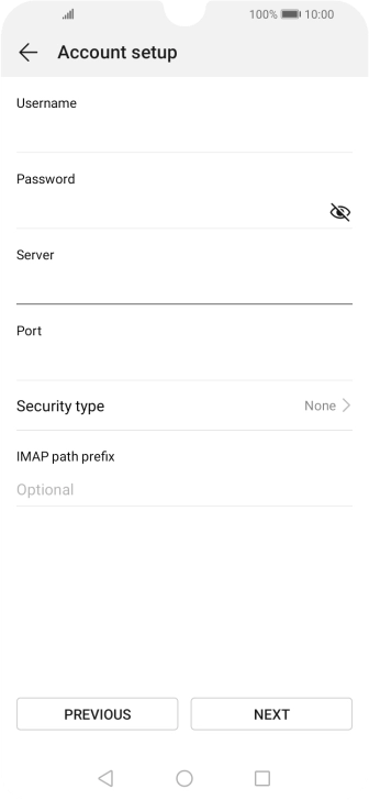 Press the field below 'Port' and key in 143. Press the field below 'Port' and key in 143.