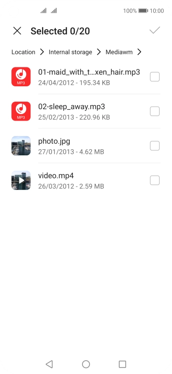 Press the required file. Press the required file.