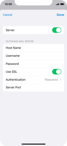Press the indicator next to 'Use SSL' to turn off the function.
