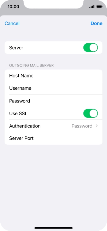 Press the indicator next to 'Use SSL' to turn off the function.