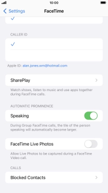 Press the indicator next to 'Speaking' to turn the function on or off.