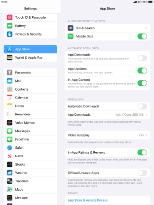 Press the indicator next to 'App Updates' to turn the function on or off.