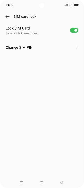 Press the indicator next to 'Lock SIM Card' to turn the function on or off.