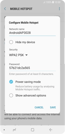 Press the field below 'Network name' and key in the required name.