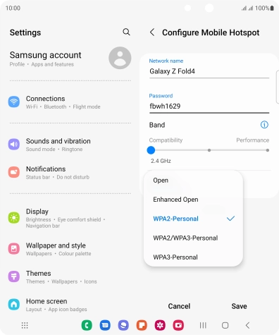 Press WPA3-Personal to password protect your WiFi hotspot.