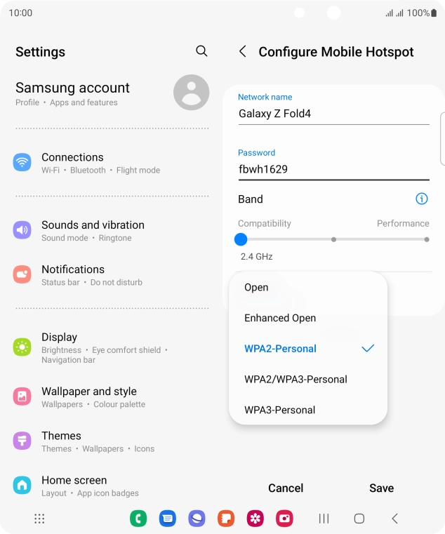 Press WPA3-Personal to password protect your WiFi hotspot.