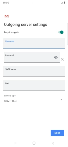Press the field below 'Password' and key in the password of your email provider's outgoing server.