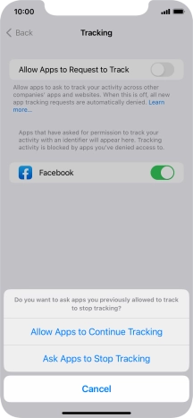 If you turn off the function, press the required setting.