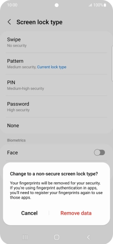 Press Remove data.