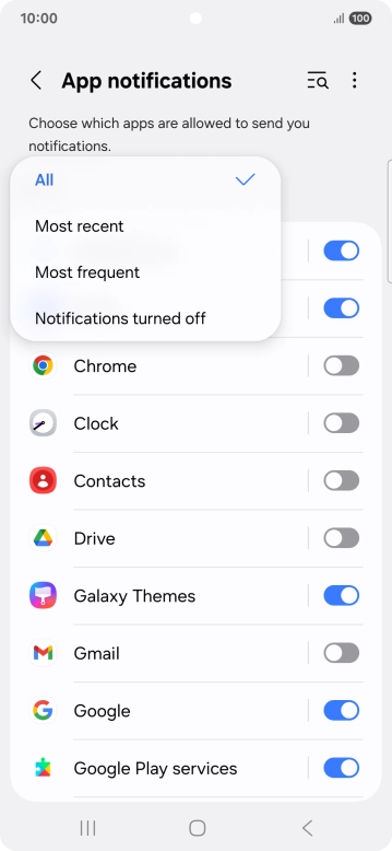 Press the required setting. Press the required setting.