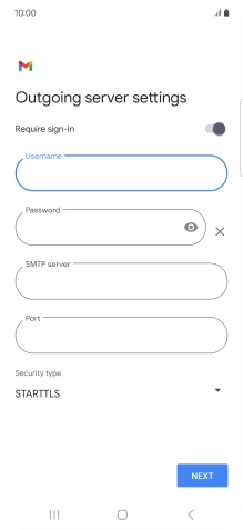 Press the field below 'Password' and key in the password of your email provider's outgoing server.