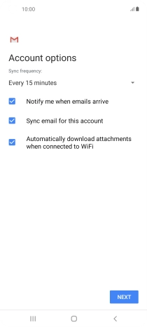 If this screen is displayed, you email account has been recognised and set up automatically. Follow the instructions on the screen to key in more information and finish setting up your phone.