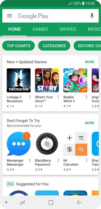 Press the search field.