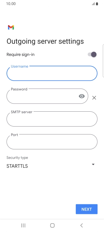 Press the field below 'Password' and key in the password of your email provider's outgoing server.