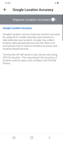 If you press the indicator next to 'Improve Location Accuracy' to turn on the function, your phone can find your exact position using the GPS satellites, the mobile network and nearby WiFi networks. Satellite-based GPS requires a clear view of the sky.