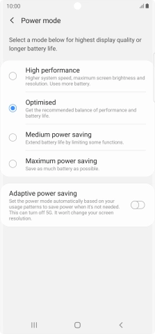 Press the required power saver mode.
