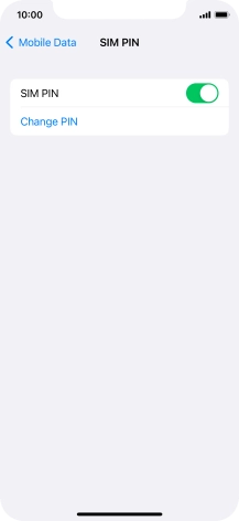 Press the indicator next to 'SIM PIN' to turn the function on or off.