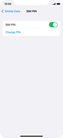 Press the indicator next to 'SIM PIN' to turn the function on or off.