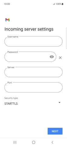Press the field below 'Username' and key in the username for your email account.
