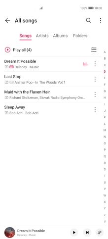 Press the required category and go to the required audio file.