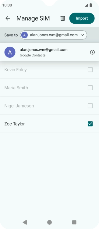 Press the required Google account.